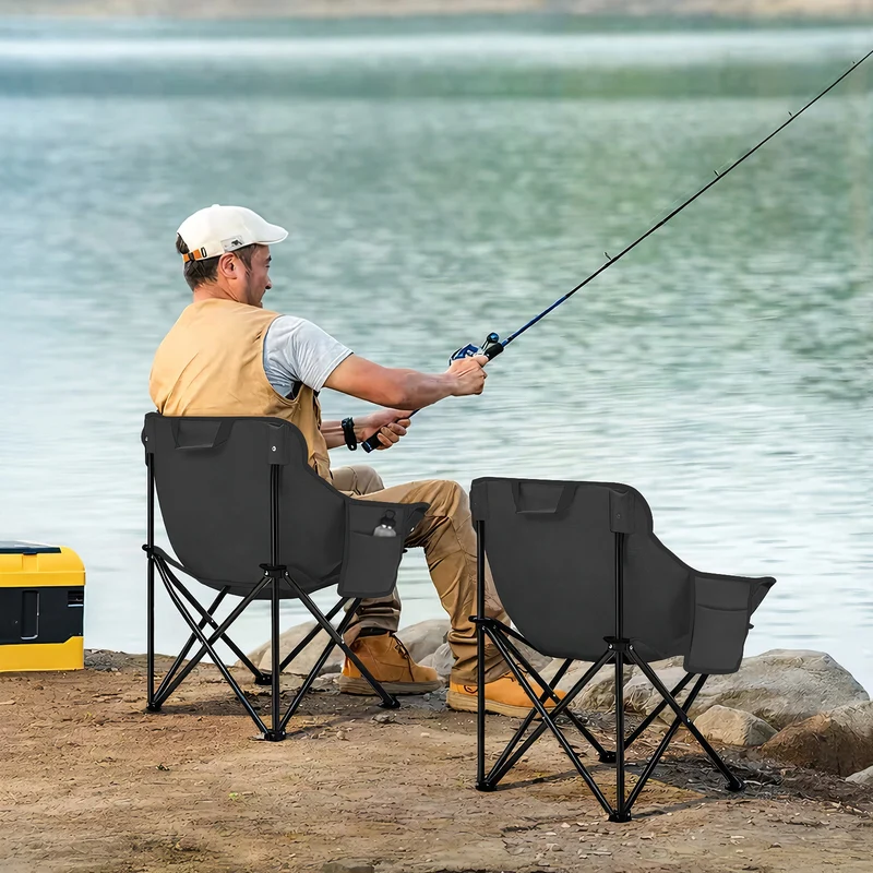 Sunula Campingstuhl Faltbar Ultraleicht, 1/2 Stück, Tragbar mit Tragetasche und Seitentaschen, 100 kg Belastbar, Rutschfeste Füße, Mondstuhl Design, Für Camping, Angeln, Picknick, Garten, Strand, 600D Oxford-Stoff