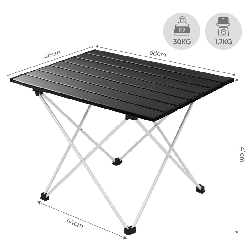 Sunula Klappbarer Campingtisch, Ultraleicht 1,7 kg, 30 kg Tragkraft, Wasserdicht, Rutschfest, 3 Größen, Einfach zu Montieren, Für Camping, Picknick, Garten, Outdoor