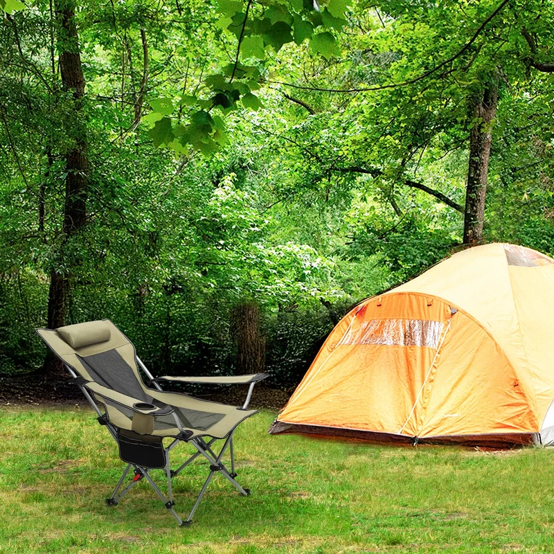 Sunula Klappbarer Campingstuhl, Liegestuhl 2-in-1, Belastbar bis 100 kg, Abnehmbare Fußablage, Getränkehalter, Tragetasche, Leicht, Verstellbare Rückenlehne, Für Angeln, Strand, Camping, Garten, Outdoor