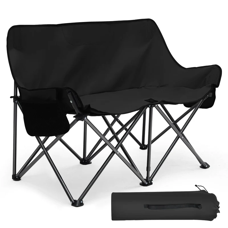 Sunula Faltbarer Campingsofa für 2 Personen, Tragbarer Campingstuhl bis 150 kg, Mit Armlehne und Tragetasche, Outdoor-Faltstuhl, Ideal für Picknick, Camping, Garten, Balkon, Angeln