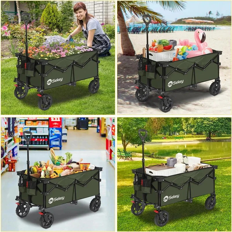 Sekey 120L /135 Faltbarer Bollerwagenmit Bremsen Handwagen Geländereifen