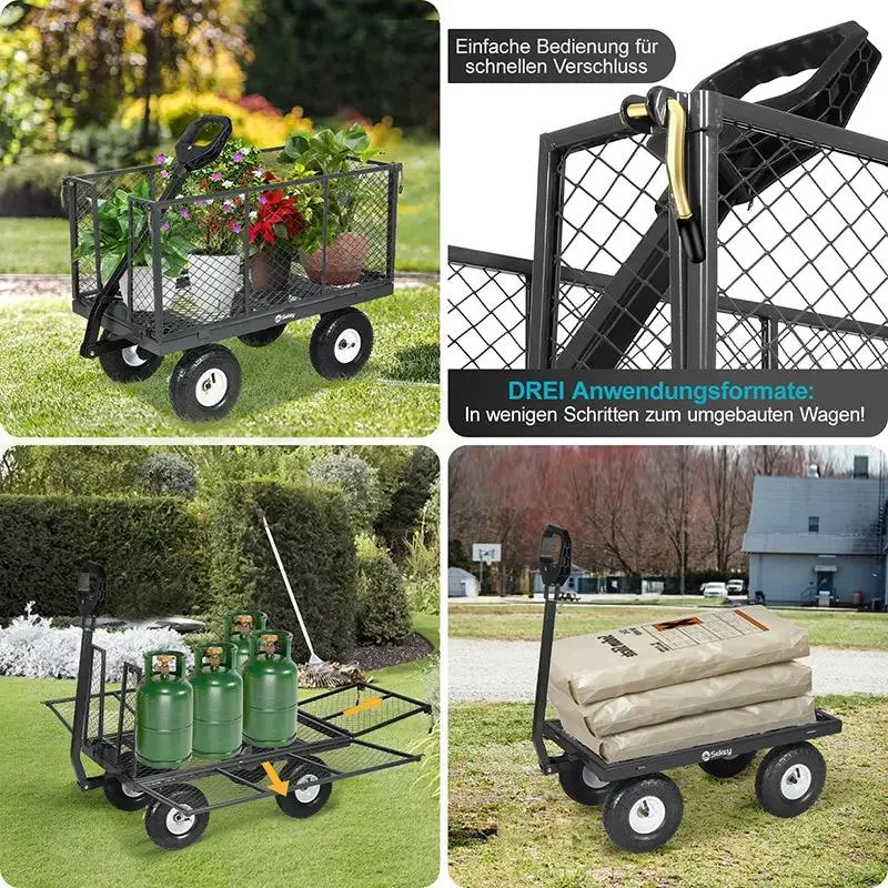 Sekey 200L / 500KG Gartenwagen mit abnehmbaren Seitenteilen und Gummiluftreifen
