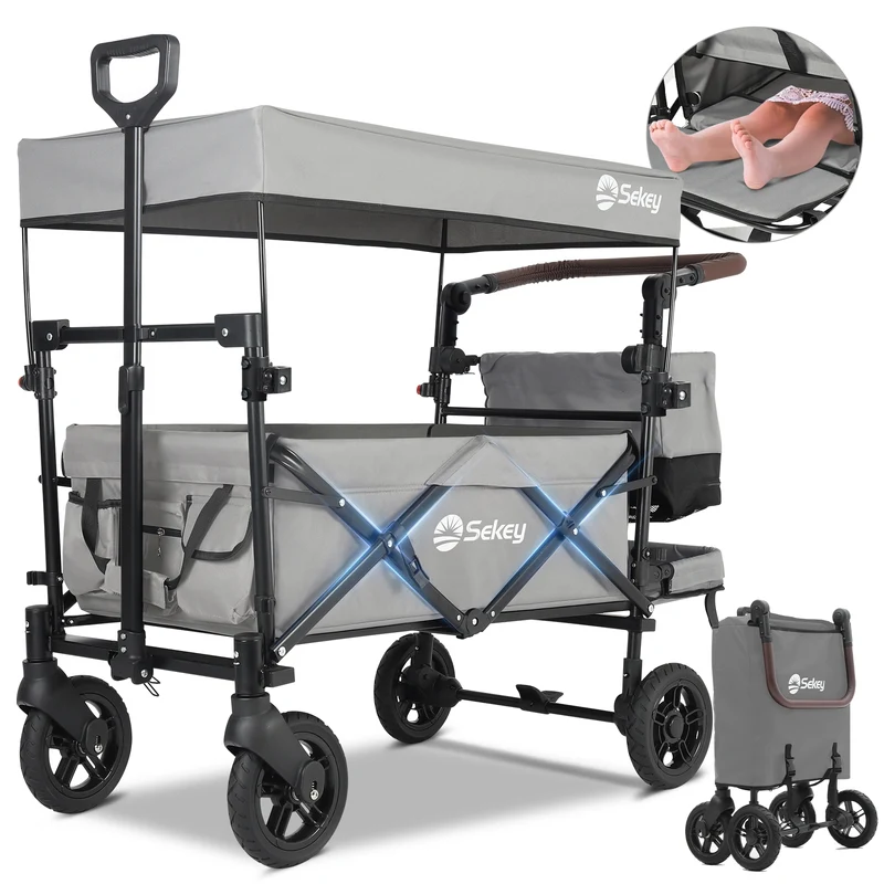 Sekey 150KG Faltbarer Bollerwagenmit Dach, Bollerwagen Kinder Handwagen, 5050