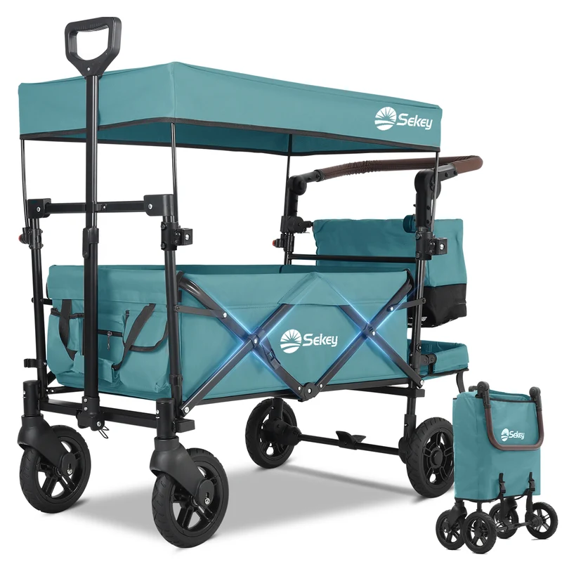 Sekey 150KG Faltbarer Bollerwagenmit Dach, Bollerwagen Kinder Handwagen, 5050