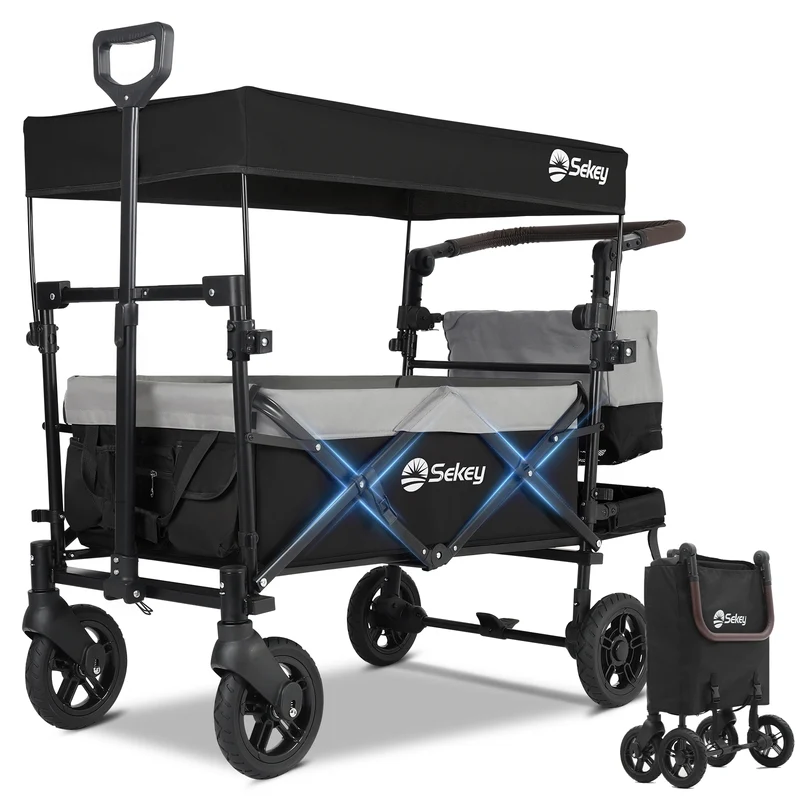 Sekey 150KG Faltbarer Bollerwagenmit Dach, Bollerwagen Kinder Handwagen, 5050