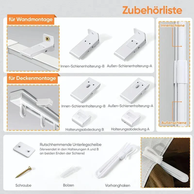 Sekey Gardinenstange Ausziehbar Gardinenschiene 1-läufig Alu-Vorhangschiene teleskopisch