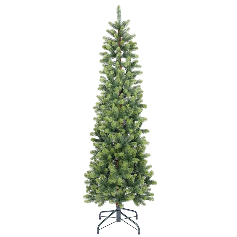Salcar Schmaler Künstlicher Weihnachtsbaum 120/150/180/210 cm | Slim Nordmanntanne aus PE, Platzsparend, Realistisch, Wiederverwendbar, Mit Metallständer