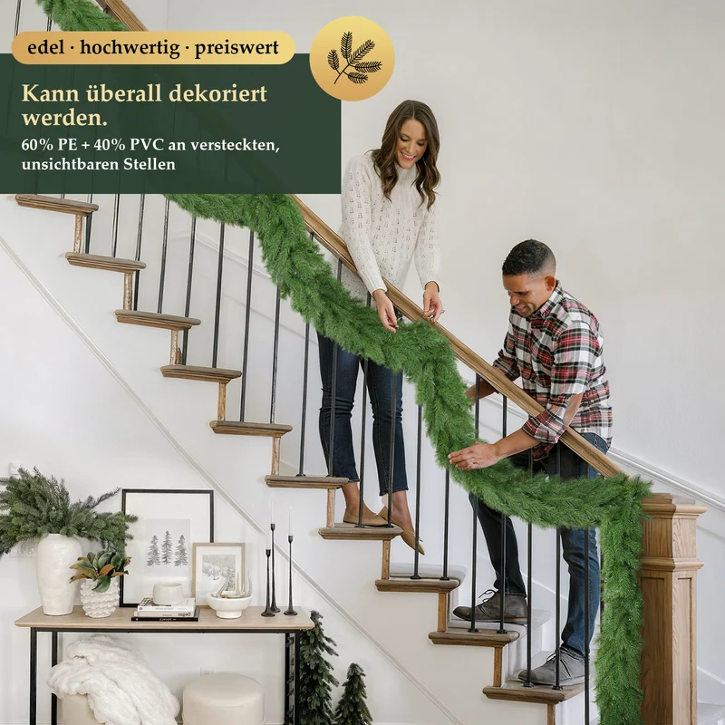 Salcar Künstliche Weihnachtsgirlande 3 m/5 m – Realistische Tannengirlande aus PE & PVC, Grün, Flexibel, Pflegeleicht & Wiederverwendbar, Für Innen & Außen