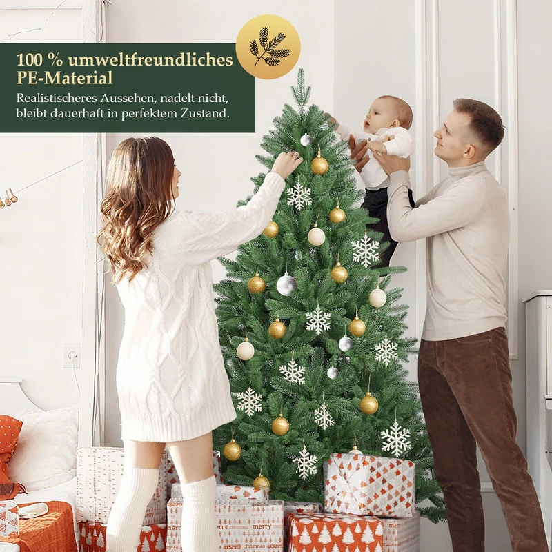 Salcar Premium Künstlicher Weihnachtsbaum 150cm/180cm/210cm – Nordmanntanne aus 100 % PE, naturgrün, form- & farbstabil, geruchlos, nadelfrei