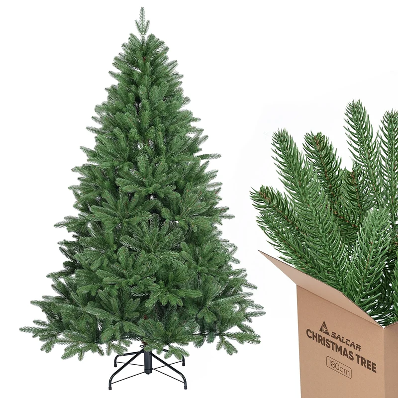 Salcar Premium Künstlicher Weihnachtsbaum 150cm/180cm/210cm – Nordmanntanne aus 100 % PE, naturgrün, form- & farbstabil, geruchlos, nadelfrei
