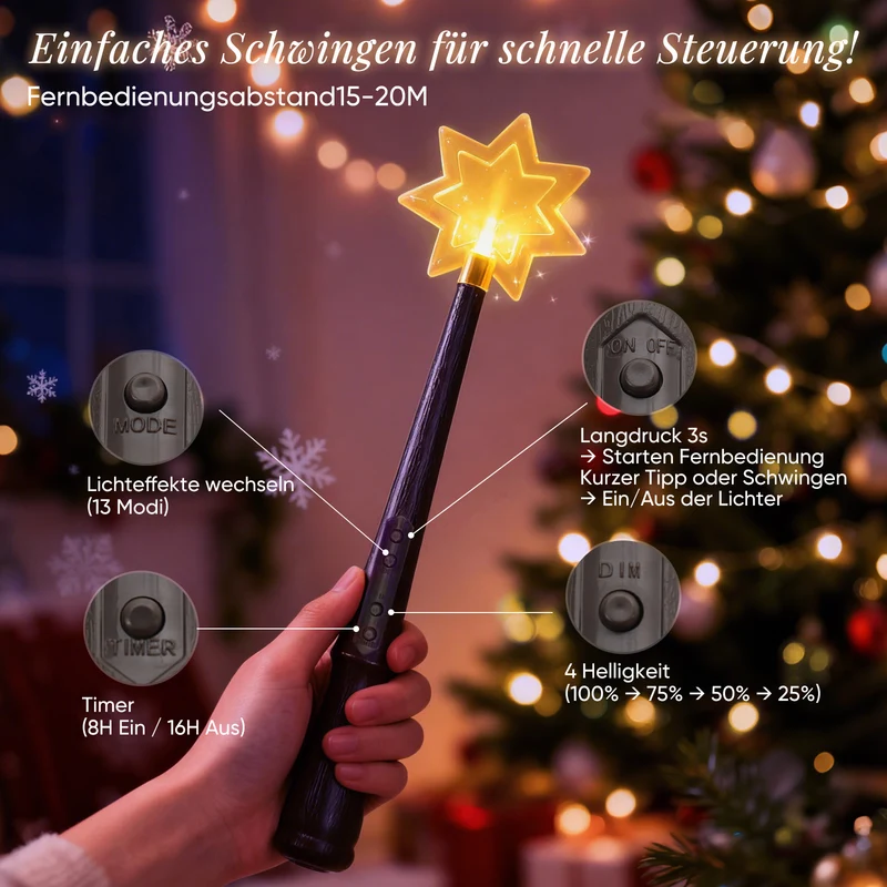 Salcar Magischer Zauberstab Kinder Leuchtend mit Licht & Sound, 24V/31V Zauberstab-Schalter-Set für Weihnachts-, Halloween-, Hochzeits- & Partydekoration