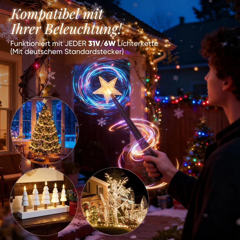 Salcar Magischer Zauberstab Kinder Leuchtend mit Licht & Sound, 24V/31V Zauberstab-Schalter-Set für Weihnachts-, Halloween-, Hochzeits- & Partydekoration