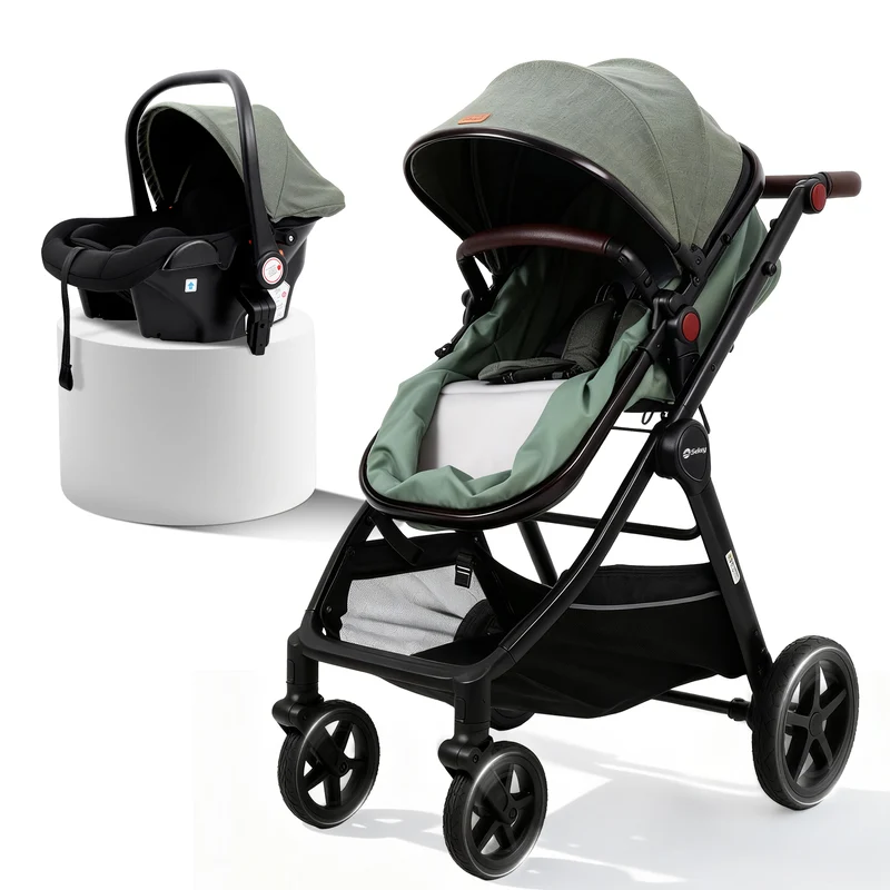 Sekey BW600 3-in-1 Kombi-Kinderwagen Reisesystem mit Babyschale, Liegewanne & Buggy, Moskitonetz, Regenschutz, Federung, 5-Punkt-Gurt, All-Wetter Travel System 0 Jahre