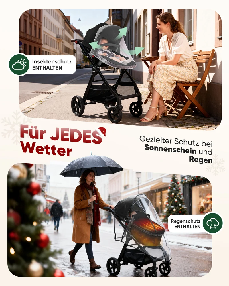 Sekey BW600 3-in-1 Kombi-Kinderwagen Reisesystem mit Babyschale, Liegewanne & Buggy, Moskitonetz, Regenschutz, Federung, 5-Punkt-Gurt, All-Wetter Travel System 0 Jahre