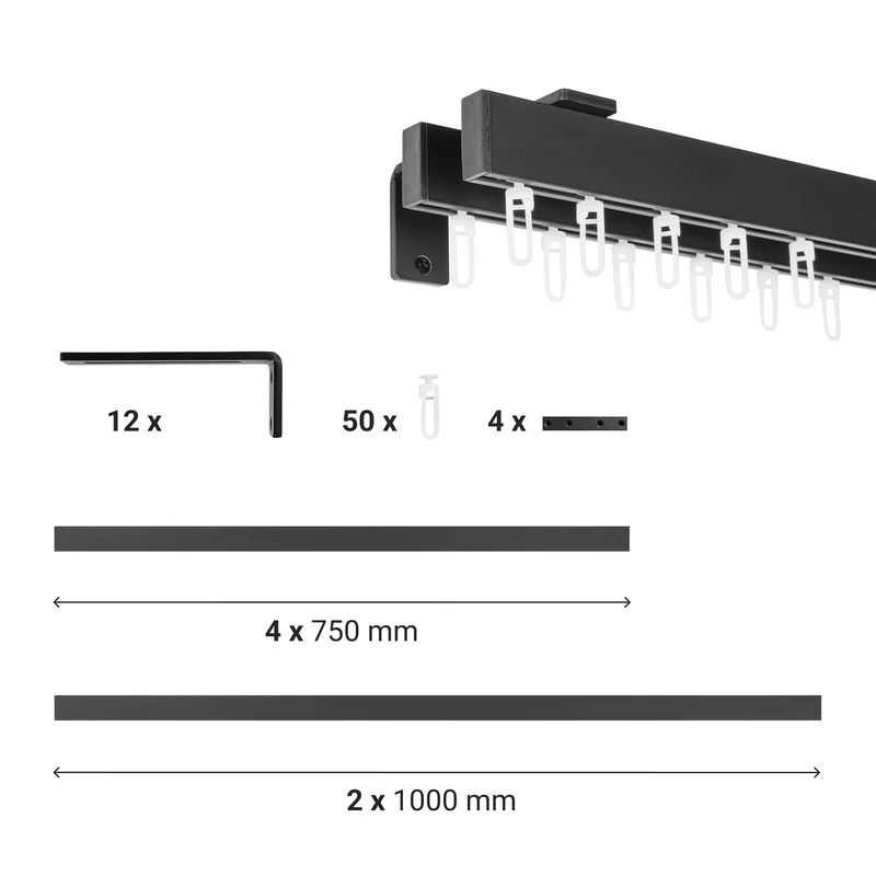 Vorhangschiene SQUARE Doppelläufig