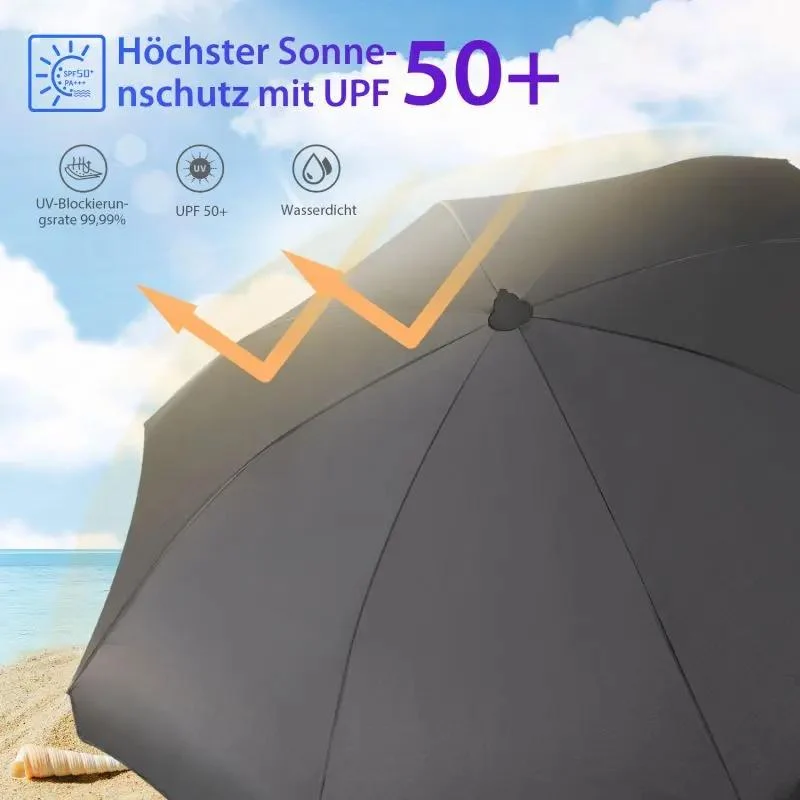 Sekey 160 cm Strandschirm mit Schutzhülle und Bodenhülse, Sonnenschutz UV50+