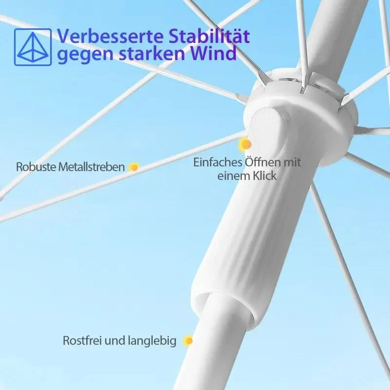 Sekey 160 cm Strandschirm mit Schutzhülle und Bodenhülse, Sonnenschutz UV50+