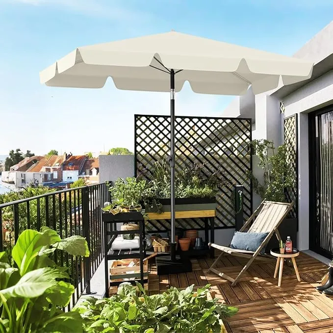 Sekey Rechteckiger Balkon-Sonnenschirm 200x125 cm – UPF50+, 4 Farben (Apfelgrün, Weiß, Dunkelgrau, Beige) + Schutzhülle