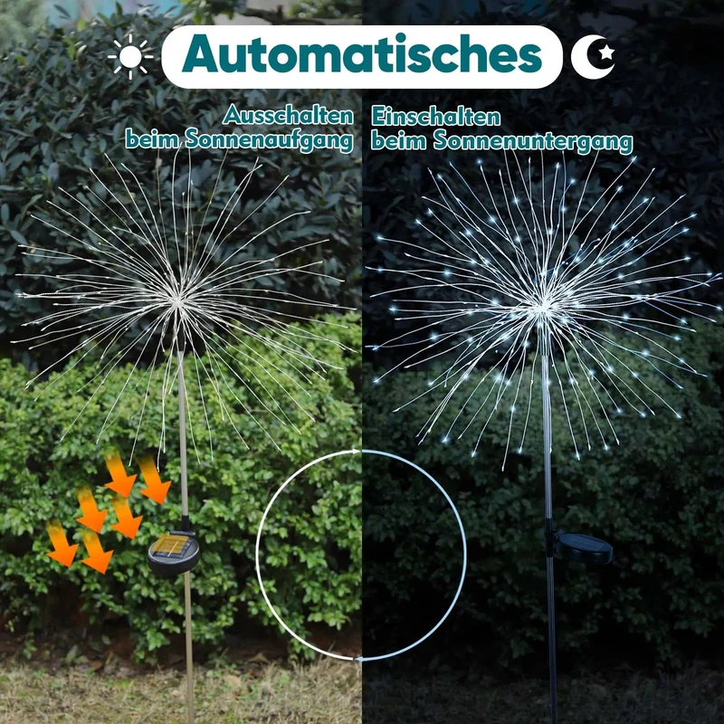 Salcar 2er Set LED Solar Gartenleuchte mit Feuerwerk-Effekt
