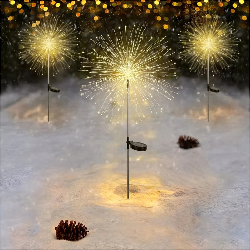 Salcar 2er Set LED Solar Gartenleuchte mit Feuerwerk-Effekt