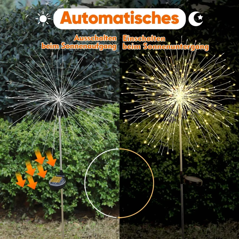 Salcar 2er Set LED Solar Gartenleuchte mit Feuerwerk-Effekt