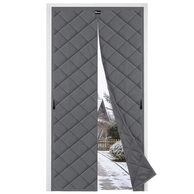 Sekey Thermo Türvorhang mit Magnetverschluss, Baumwoll-Polyester Türvorhang, Wärmeschutz & Energiesparvorhang, Zugluftstopper, Klettverschluss ohne Bohren, für Winter