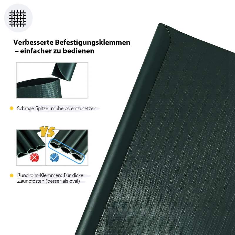 Sekey PVC Sichtschutzstreifen für Doppelstabmattenzaun – Sichtschutzband mit Befestigungsclips, UV-beständig & Wetterfest, Windschutz für Gartenzaun, Grün