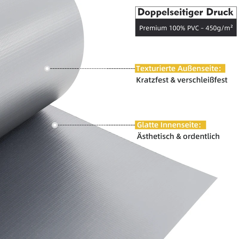 Sekey PVC Sichtschutzstreifen für Doppelstabmattenzaun – Sichtschutzband mit Befestigungsclips, UV-beständig & Wetterfest, Windschutz für Gartenzaun, Grau