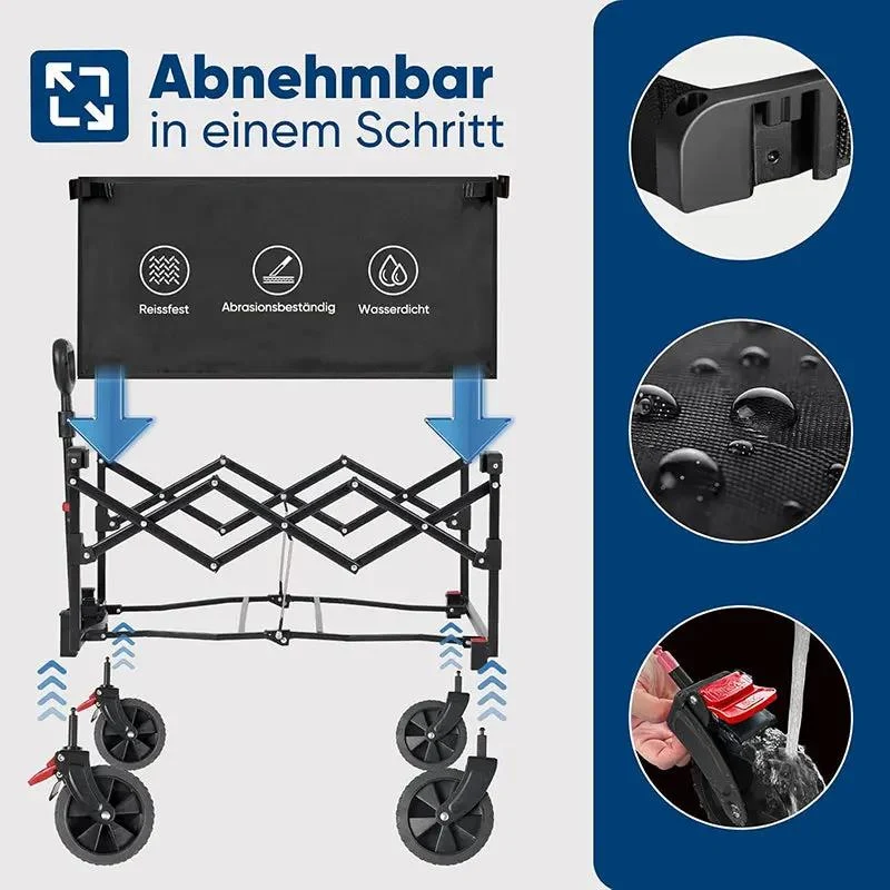 Sunula 80L / 100KG Faltbarer Bollerwagen, mit Bremsen, Halbiertem Eigengewicht
