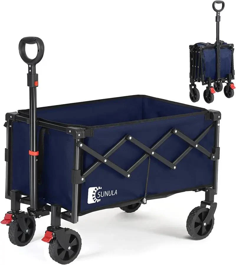 Sunula 80L / 100KG Faltbarer Bollerwagen, mit Bremsen, Halbiertem Eigengewicht