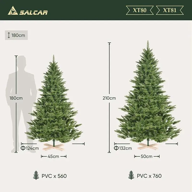 Salcar 180/210cm Künstlicher Weihnachtsbaum, Nordmanntanne, mit 560/760 Zweigen