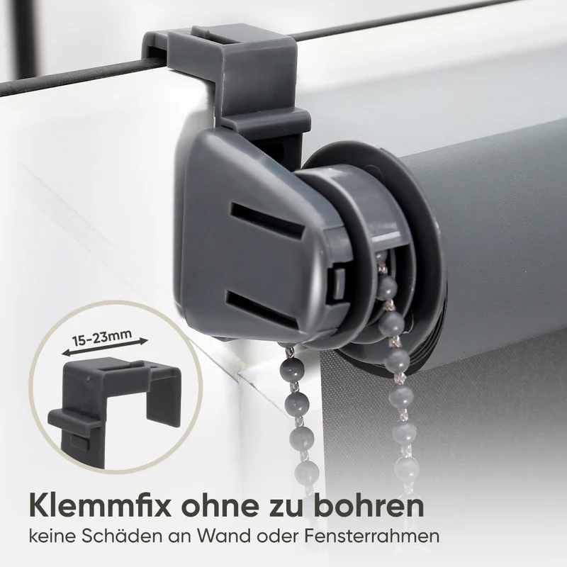 Sekey Verdunkelungsrollo, doppelseitig gleichfarbig und ohne Bohren, Dunkelgrau