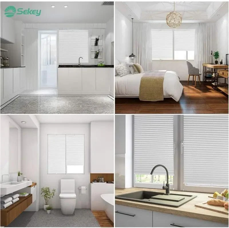Sekey Plissee ohne Bohren Klemmfix, Lichtdurchlässiges Faltrollo mit Up & Down Funktion, Sonnenschutz & UV-Schutz, Verstellbares Fensterplissee aus Polyester, Weiß