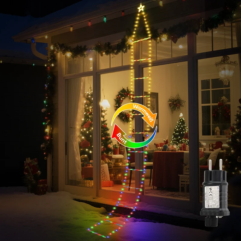 Salcar LED Weihnachts Leiter Lichterkette 3 m, 260 LEDs, Warmweiß & Bunt, 9 Modi, Timer & Memory, IP44 Wasserdicht, Weihnachtsbeleuchtung für Innen & Außen