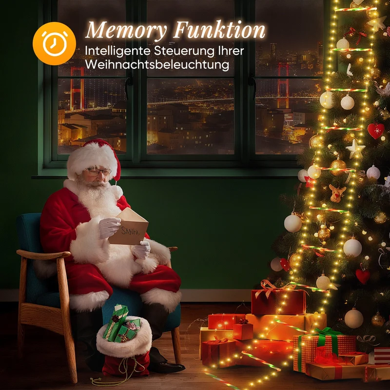 Salcar LED Weihnachts Leiter Lichterkette 3 m, 260 LEDs, Warmweiß & Bunt, 9 Modi, Timer & Memory, IP44 Wasserdicht, Weihnachtsbeleuchtung für Innen & Außen