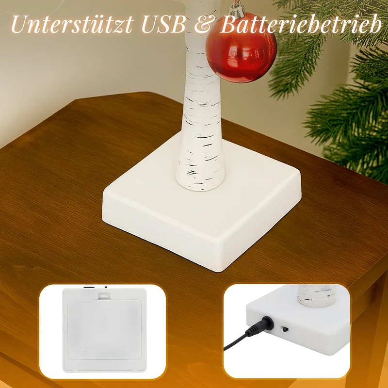 Salcar LED Lichterbaum 60 cm, Birke mit 24 warmweißen LEDs, USB/Batteriebetrieben, Weihnachts- und Partydeko für Zuhause, Geburtstag, Hochzeit, Innendekoration