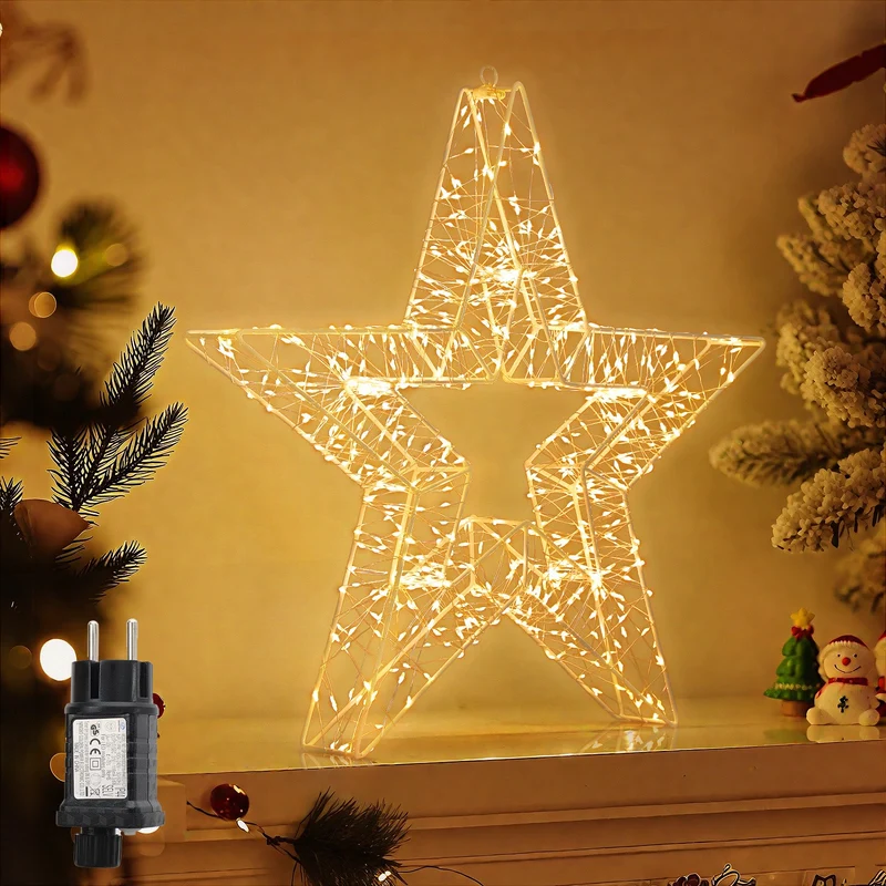 Salcar LED Weihnachtsstern 45 cm, Metall Leuchtstern mit 720 LEDs, 8 Modi & Timer, Stern Fenster Deko, Innen & Außen, Warmweiß