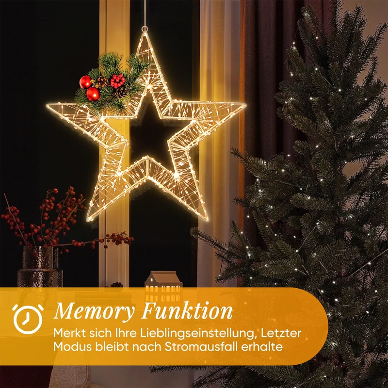 Salcar LED Weihnachtsstern 45 cm, Metall Leuchtstern mit 720 LEDs, 8 Modi & Timer, Stern Fenster Deko, Innen & Außen, Warmweiß