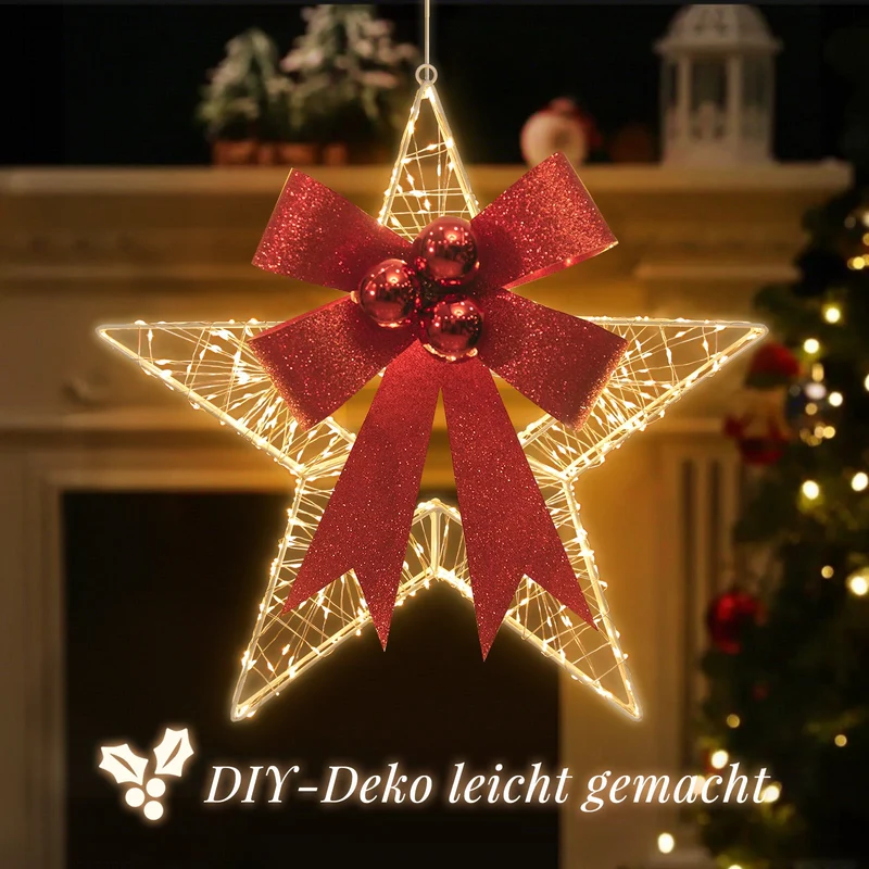 Salcar LED Weihnachtsstern 45 cm, Metall Leuchtstern mit 720 LEDs, 8 Modi & Timer, Stern Fenster Deko, Innen & Außen, Warmweiß
