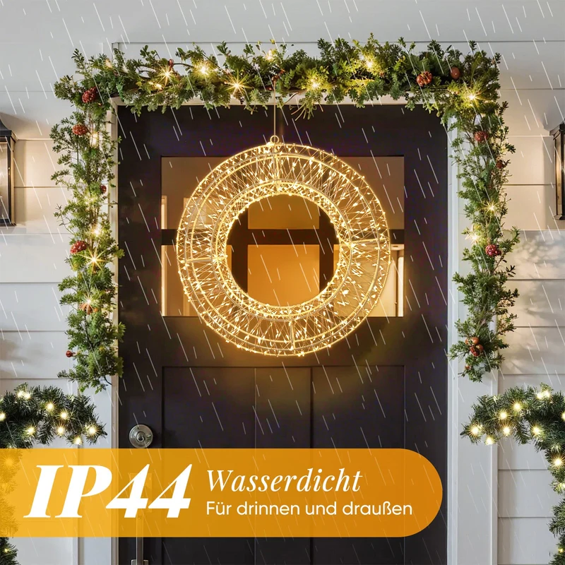 Salcar LED Lichtkranz Ø35cm & Ø55cm, 720-1440 LEDs, Metallkranz, Weihnachtsdeko Fenster & Tür, 8 Modi, Timer & Memory, IP44 Wasserdicht, Innen & Außen, Warmweiß
