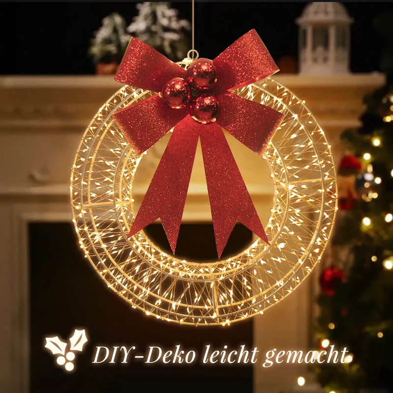 Salcar LED Lichtkranz Ø35cm & Ø55cm, 720-1440 LEDs, Metallkranz, Weihnachtsdeko Fenster & Tür, 8 Modi, Timer & Memory, IP44 Wasserdicht, Innen & Außen, Warmweiß