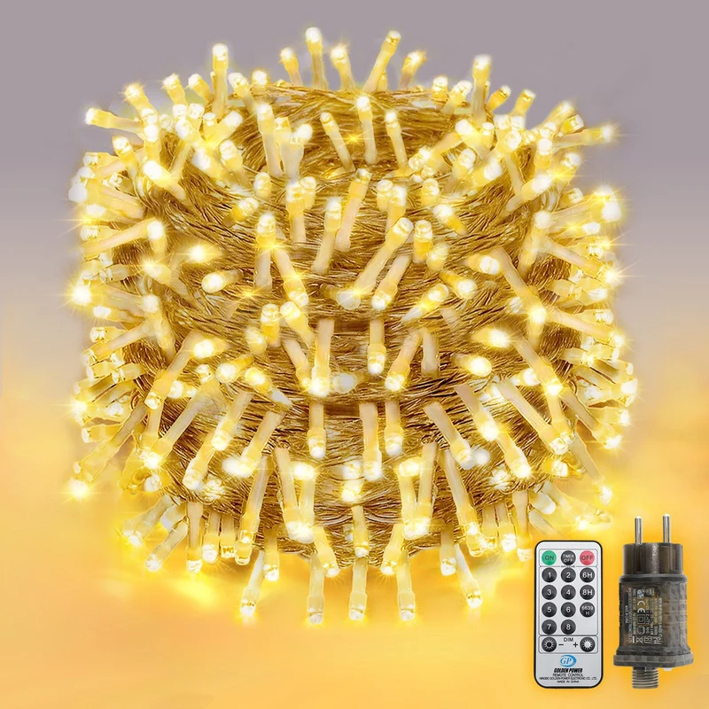 Salcar LED Lichterkette mit 5m/10m/15m/20m Länge – 50–300 LEDs, Fernbedienung, 8 Modi, Timer & IP44 Wasserdicht, für Weihnachtsdeko, Party, Hochzeit, Garten – Warmweiß