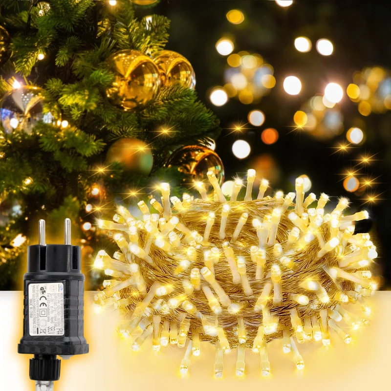 Salcar LED Lichterkette mit 5m/10m/15m/20m Länge – 50–300 LEDs, Fernbedienung, 8 Modi, Timer & IP44 Wasserdicht, für Weihnachtsdeko, Party, Hochzeit, Garten – Warmweiß