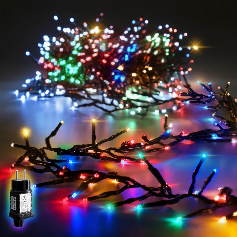 Salcar LED Cluster Lichterkette Außen & Innen, 500/1000 LEDs, Warmweiß oder Bunt 8 Modi, Timer & Memory, Spritzwassergeschützt Dichte Weihnachtslichterkette für Baum, Garten & Deko