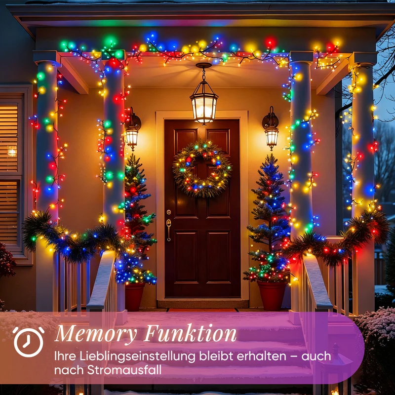 Salcar LED Cluster Lichterkette Außen & Innen, 500/1000 LEDs, Warmweiß oder Bunt 8 Modi, Timer & Memory, Spritzwassergeschützt Dichte Weihnachtslichterkette für Baum, Garten & Deko