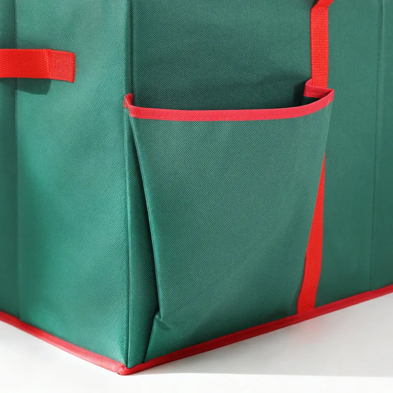 Salcar Grüne Aufbewahrungsbox für 128 Weihnachtskugeln – Faltbare Christbaumkugel-Box 64,8×32,3×34,2 cm mit 128 Fächern, Tragegriffen & Doppelreißverschluss