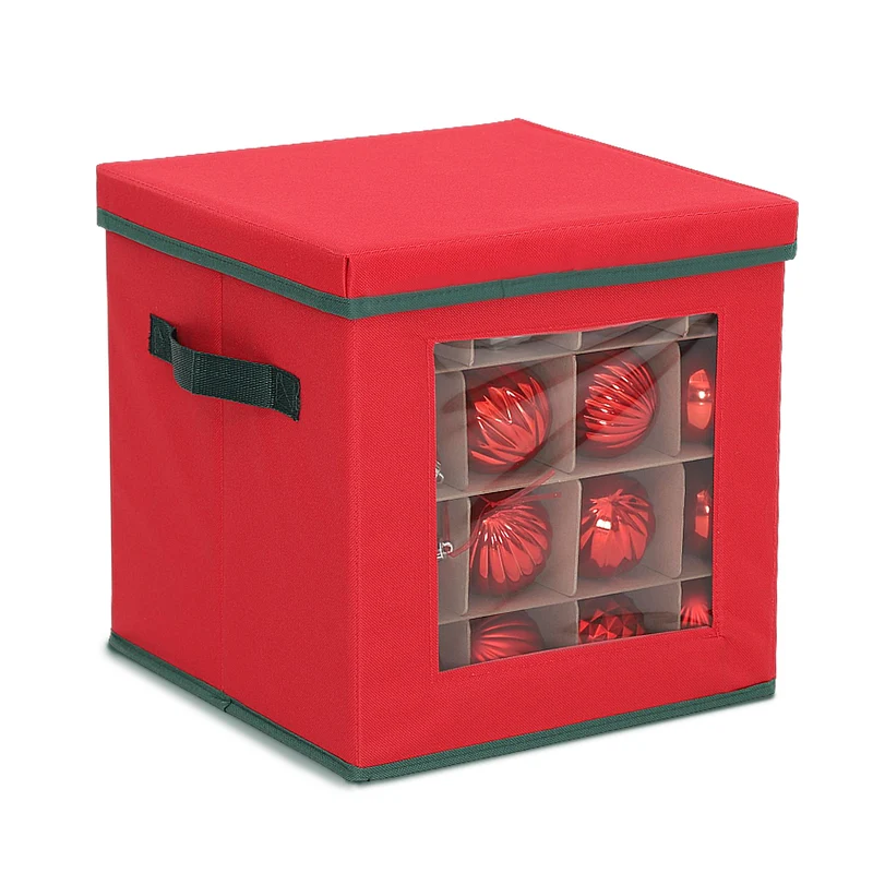Salcar Aufbewahrungsbox für 64 Weihnachtskugeln – Faltbare Weihnachtsdeko-Box 30,5 cm mit Fächern & flexiblen Trennwänden, Transparentes Sichtfenster
