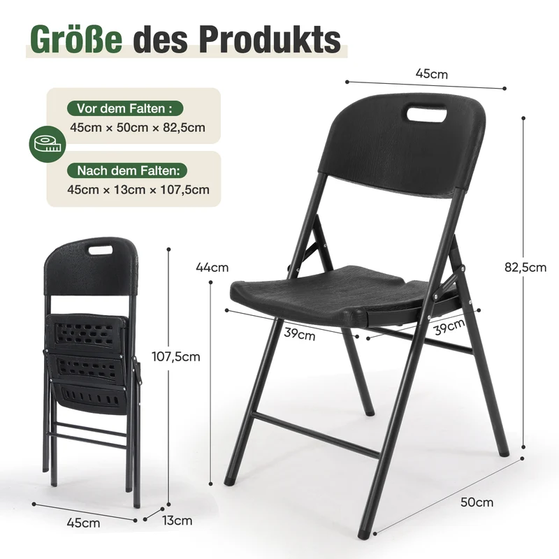 Sekey Klappstuhl Holzmaserung – Klappbare Gartenstühle für Balkon, Terrasse & Garten (2er, 4er & 6er Sets)