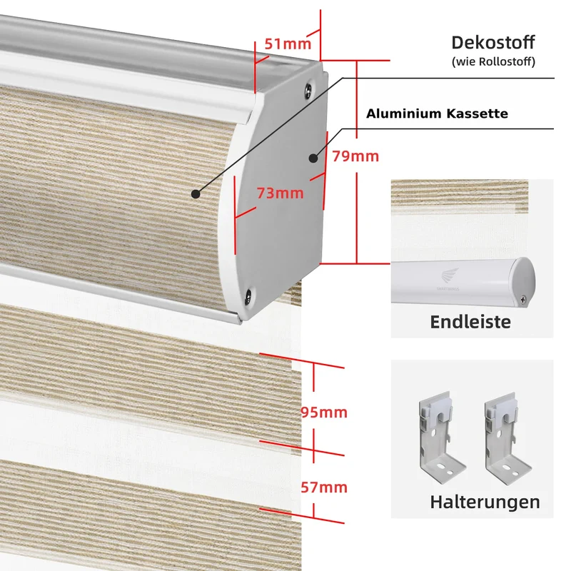 SmartWings Smart Zebrarollos nach Maß lichtdurchlässig 95mm