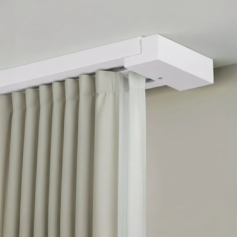 Curtain and drape track system Travetto Double made of wood